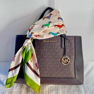 Dachshund Print Silk Feel Twilly Scarf 🐾 - Handbag NOT Included